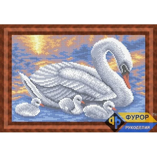 ФР-ЖБп4-025 Лебединое семейство. Схема для вышивки бисером ТМ Фурор Рукоделия